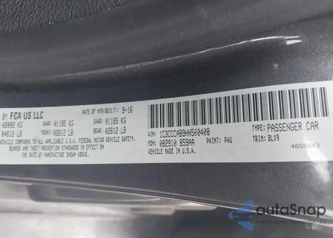 2017 Chrysler 200 Limited Platinum z USA, uszkodzony, nr VIN 1C3CCCAB9HN500408